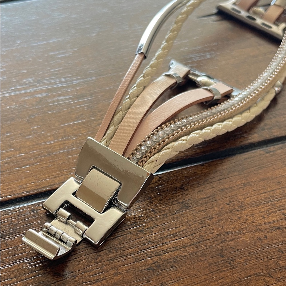 Beige and Silver Multi-Strap Apple Watch Band - Picture 2 of 5